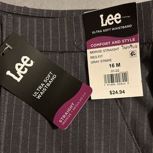 Lee Gray Straight Leg Pinstripe Pants